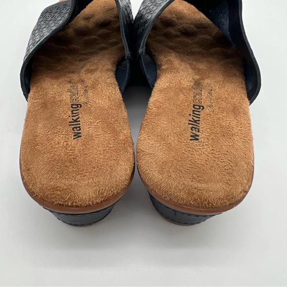 Walking Cradles Navy Leather Wedge Mule Slides Size 7.5 - Picture 7 of 12